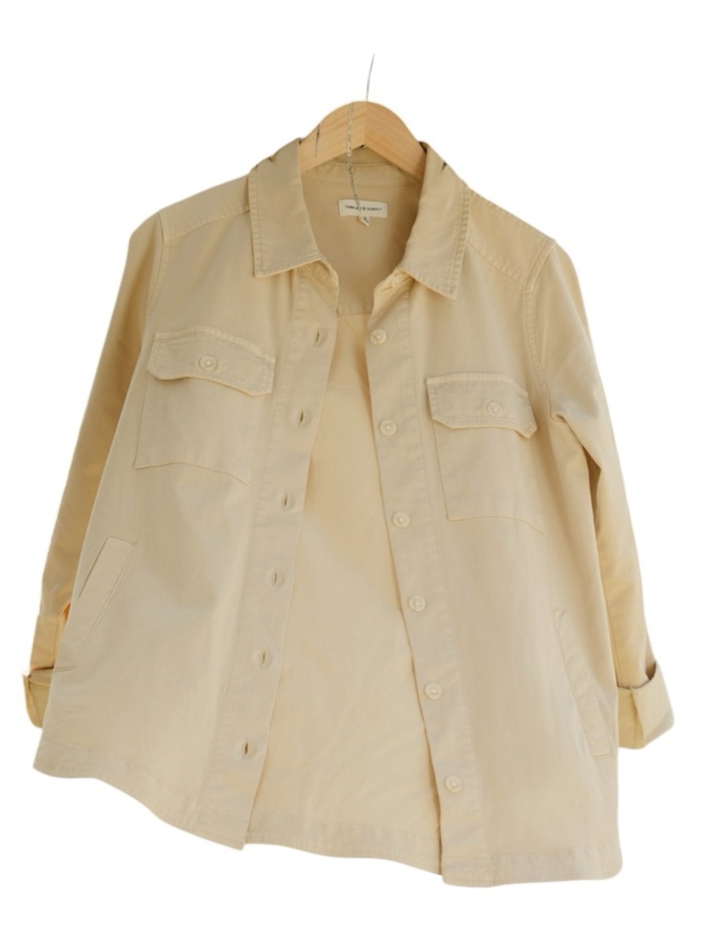Thread & Supply Jayla Jacket Oyster Grey Light Tan Tencel Shacket Women’s Size M